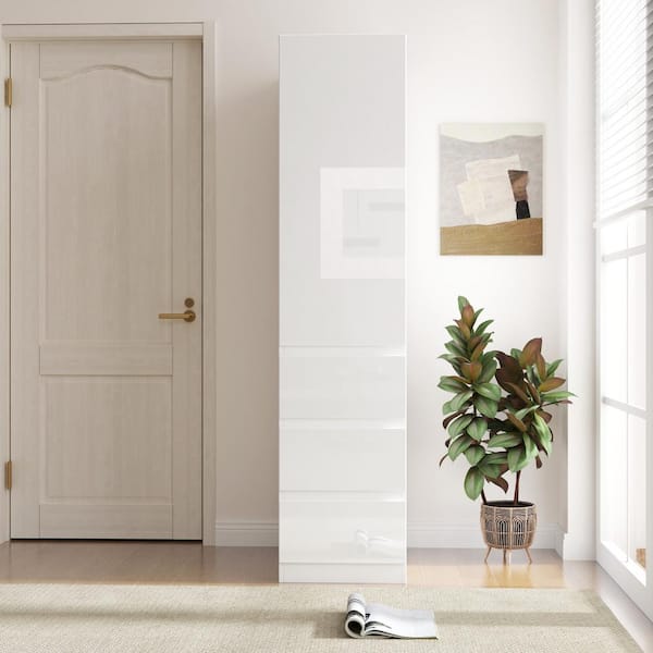 Unbranded White Wood Kitchen Pantry Storage Cabinet with Roll-Out Drawers,Food Pantry Cabinet with Doors Shelves Kitchen Sideboard