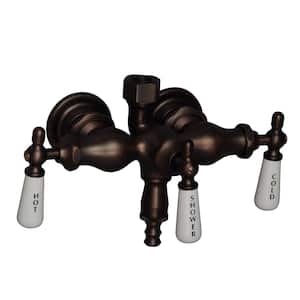3-Handle Claw Foot Tub Faucet with Old Style Spigot and Lever Handles for Acrylic Tub in Oil Rubbed Bronze