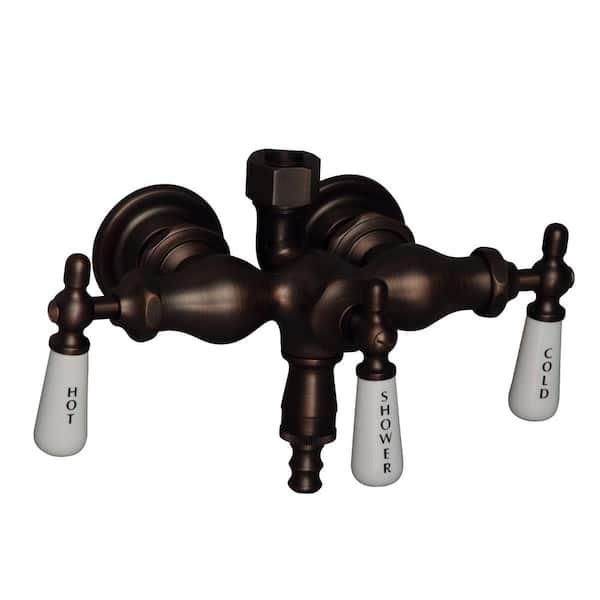 Barclay Products 3-Handle Claw Foot Tub Faucet with Old Style Spigot and Lever Handles for Acrylic Tub in Oil Rubbed Bronze