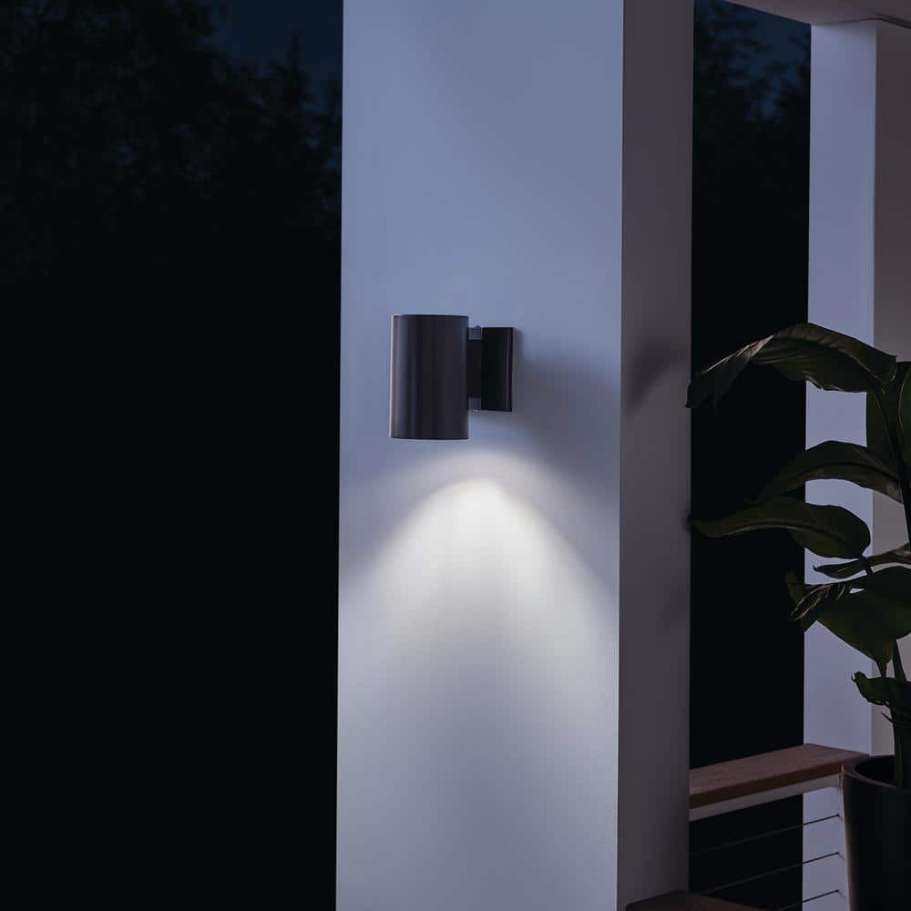 Black Aluminum Cylinder Outdoor Wall Sconce