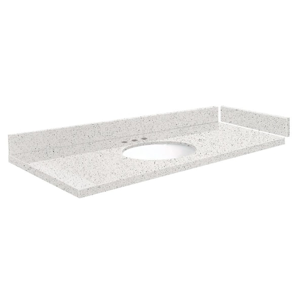 Transolid Silestone 49 in. W x 22.25 in. D Quartz White Round Single Sink Vanity Top in Stellar Snow
