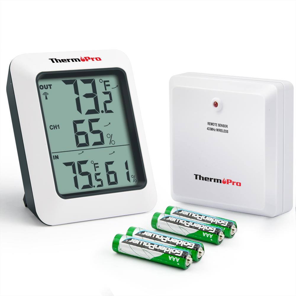 ThermoPro TP65 Wireless Temperature humidity Indoor Outdoor Thermometer  Wireless Hygrometer and Humidity Monitor with Jumbo Touchscreen and  Backlight Humidity gauge 