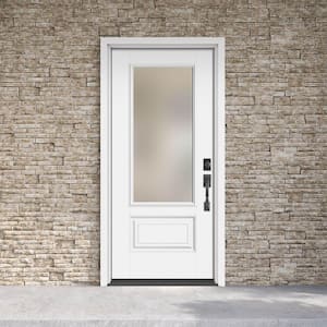 Performance Door System 36 in. x 80 in. 3/4-Lite Left-Hand Inswing Pearl White Smooth Fiberglass Prehung Front Door