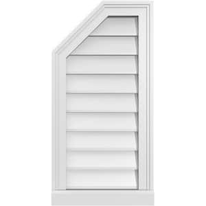14 in. x 28 in. Octagonal Surface Mount PVC Gable Vent: Decorative with Brickmould Sill Frame