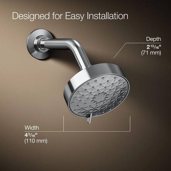 KOHLER Awaken G110 3-Spray Patterns 2.5 GPM 4. 3125 in. Wall Mount Fixed Shower Head in Polished Chrome