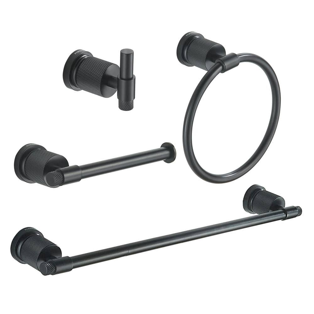 FORIOUS Bathroom Accessories Set 4pack，Towel Ring，Towel Bar，Toilet
