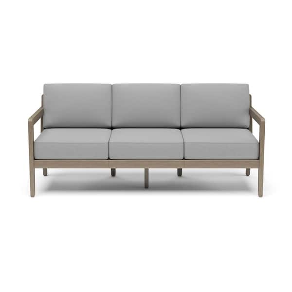 HOMESTYLES Sustain Gray Wood Outdoor 3-Seat Sofa Couch with Gray Cushions
