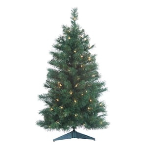 3 ft. Pre-Lit Colorado Spruce Artificial Christmas Tree with 100 Clear Lights and 21 in. Base