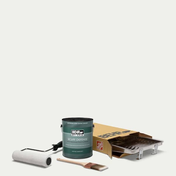 BEHR 1 gal. #57 Frost Extra Durable Semi-Gloss Enamel Interior Paint and 5-Piece Wooster Set All-in-One Project Kit