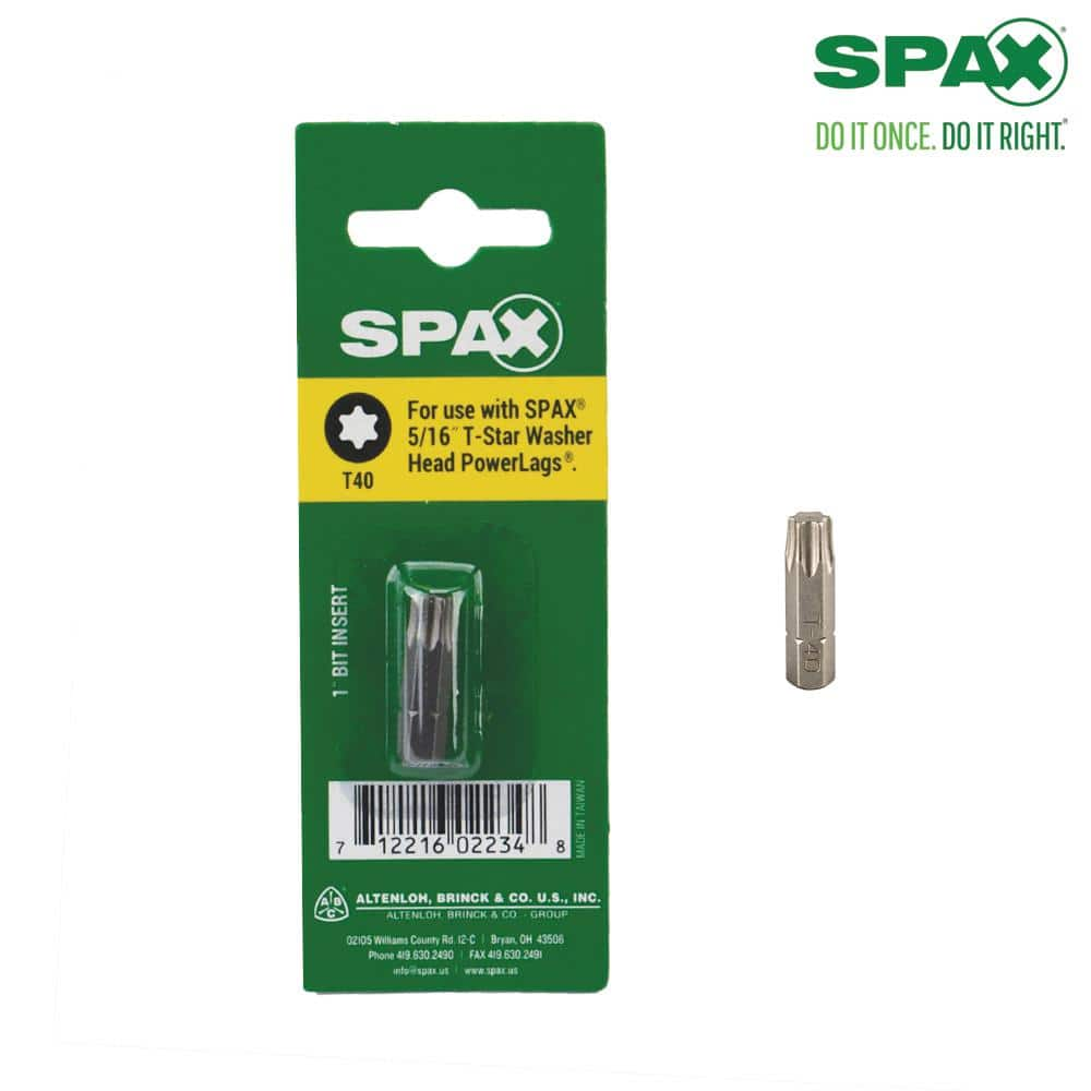 (pack of 5)-Spax 2015396 T40 x 1 in. T-Star Washer Driver Bit Steel  Pack of 10