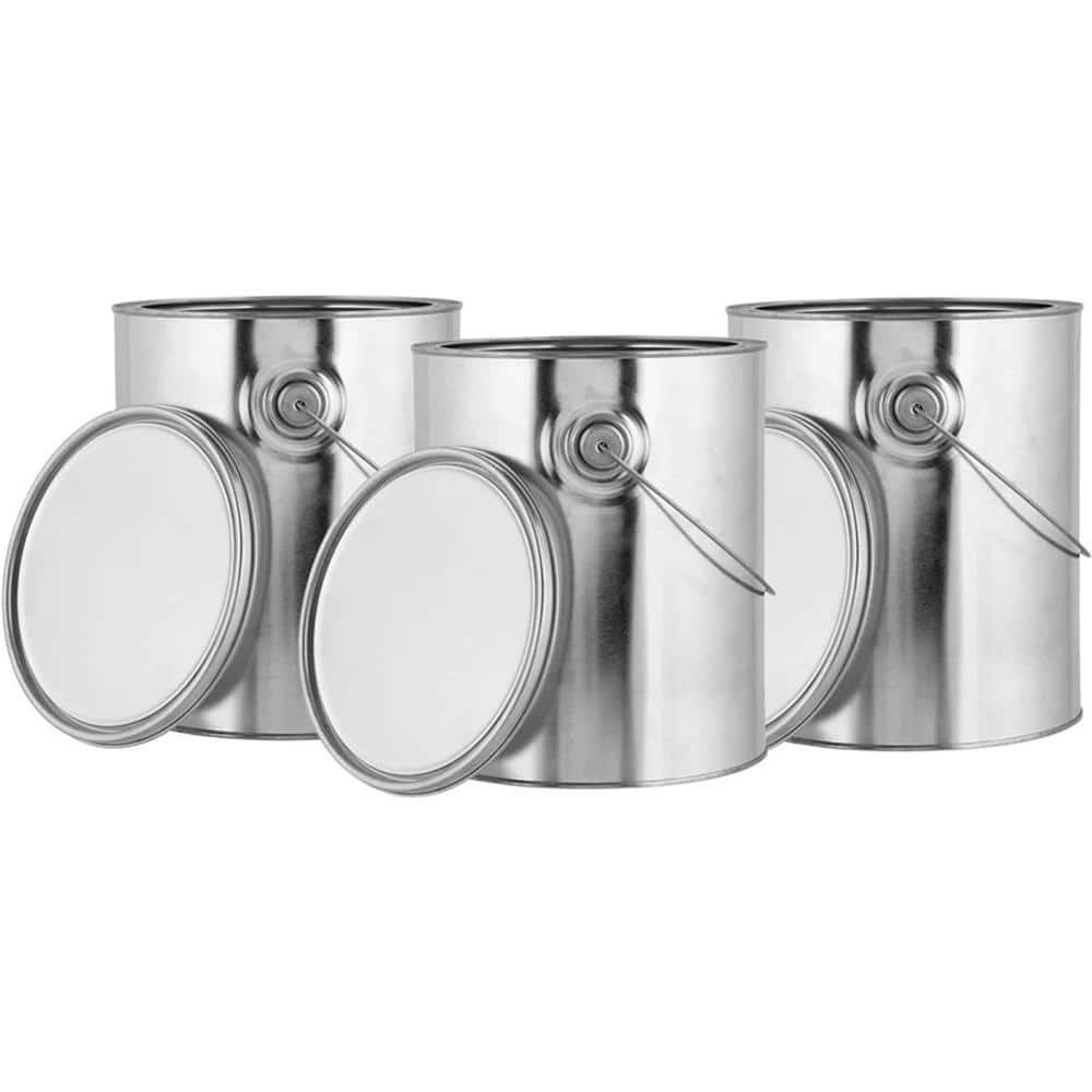 1 Quart Silver Empty Metal Paint Cans with Lids Bucket(8 Pack)