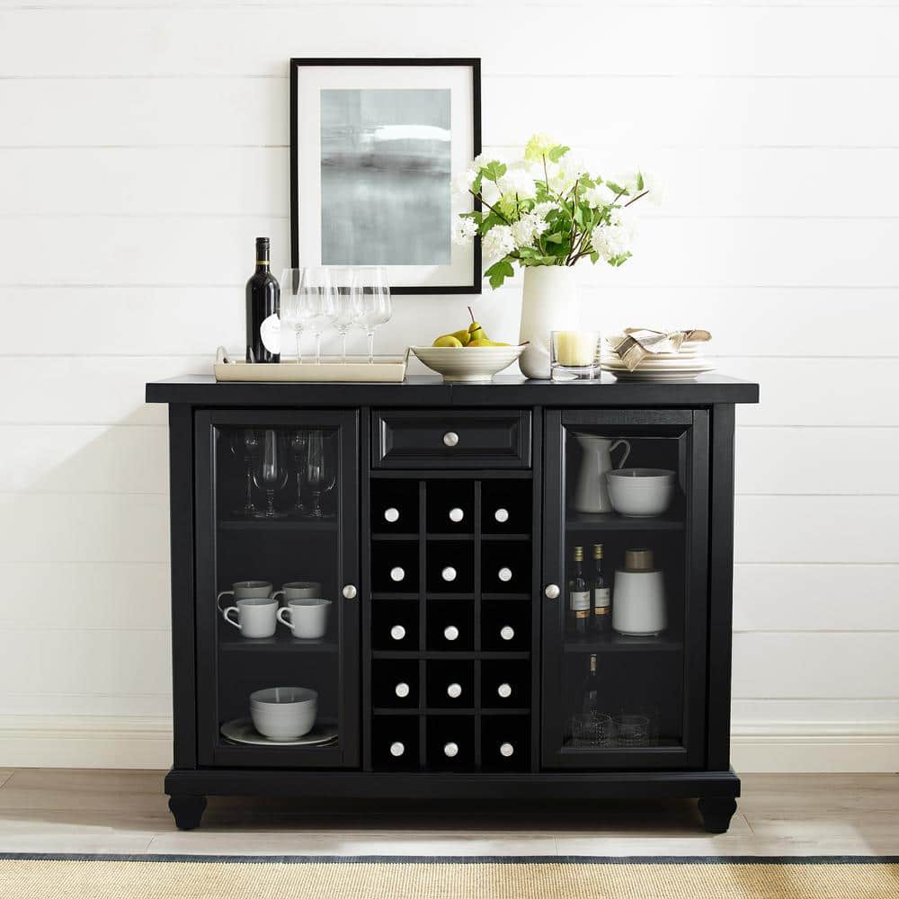 Cambridge 30" Black Hardwood Sliding Top Bar Cabinet