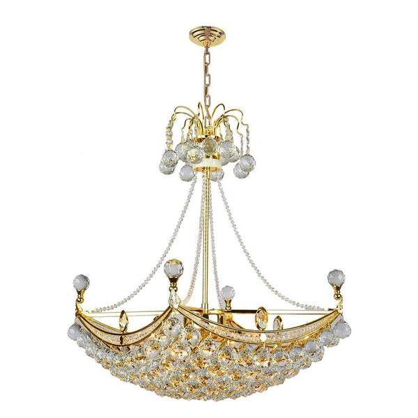 Worldwide Lighting Empire Collection 6-Light Polished Gold Crystal Chandelier