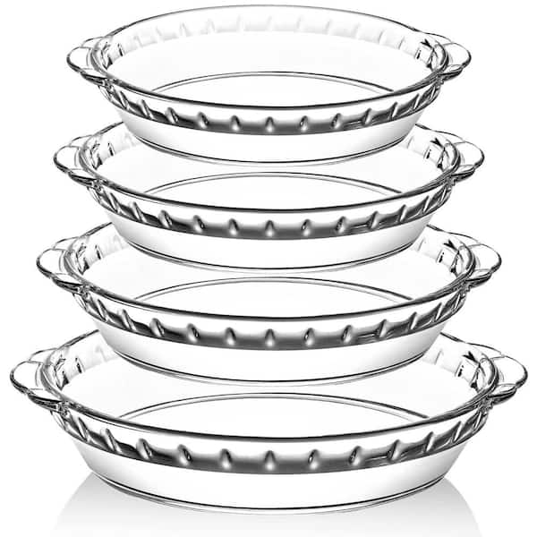7 in. 8 in. 9 in. 10 in. Glass Pie Plates Baking Dishes with Handles for Baking and Serving, Clear