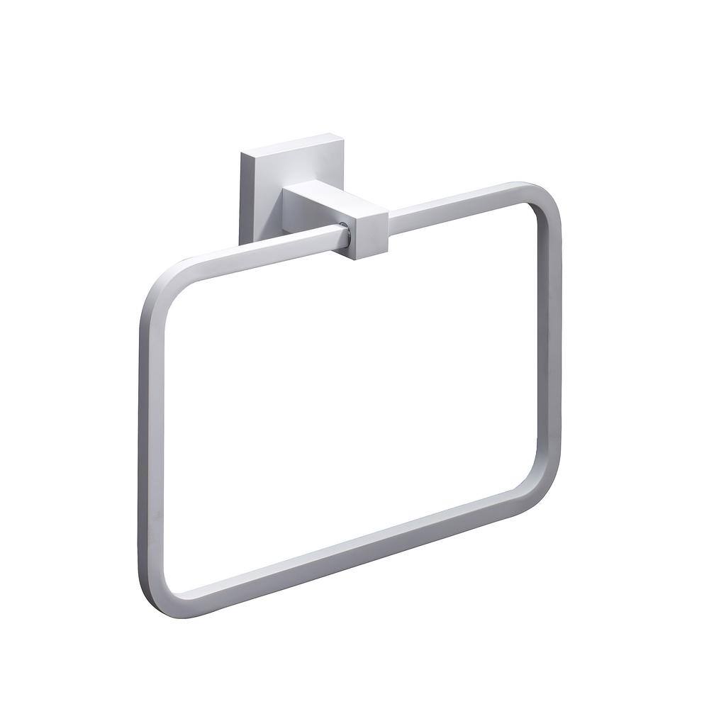 Matte White Brass Wall Mounted Towel Ring