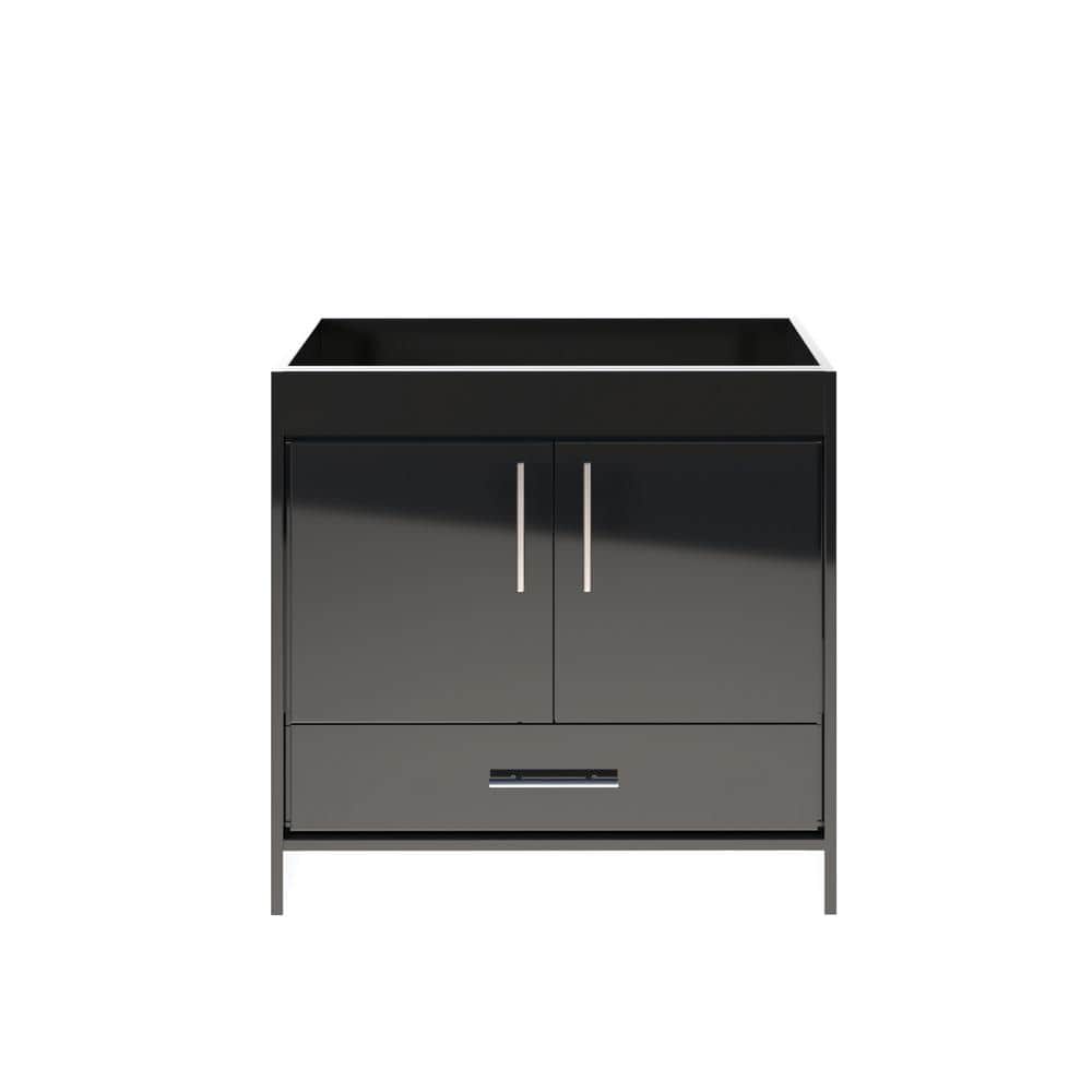 Pacific 36 in. W x 18 in. D x 33.88 in. H Bath Vanity Cabinet without Top in Glossy Black price history on PriceWatchPro