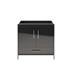 Pacific 36 in. W x 18 in. D x 33.88 in. H Bath Vanity Cabinet without Top in Glossy Black