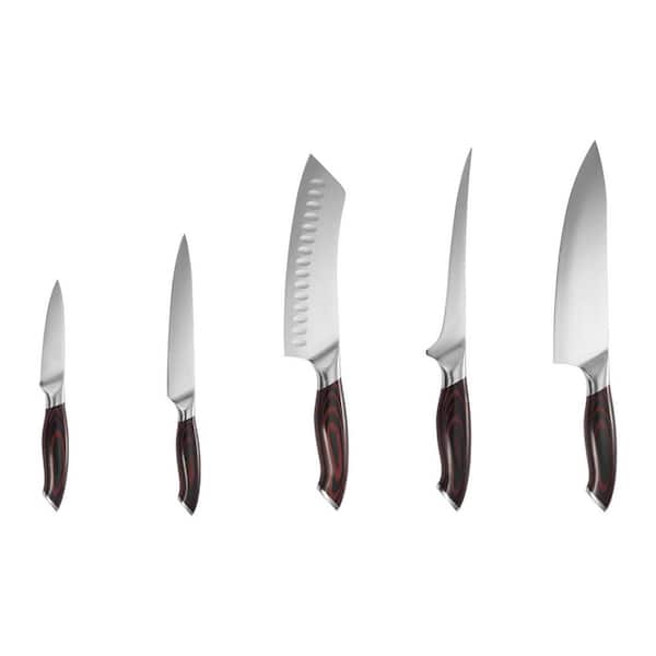 Kitchen Knife Set, Stainless Steel Knife Set, Professional Kitchen Cutlery w/ Ergonomic Crack-Resistant Handle, 5 Piece