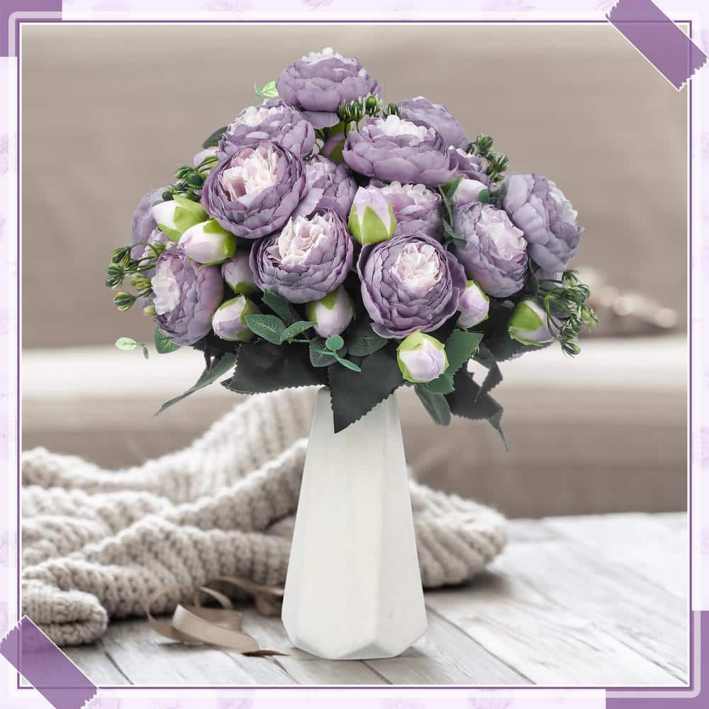 White Reusable 12 in. Height Artificial Peony Flowers