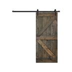 K Series 36 in. x 84 in. Aged Barrel Finished Knotty Pine Wood Sliding Barn Door with Hardware Kit