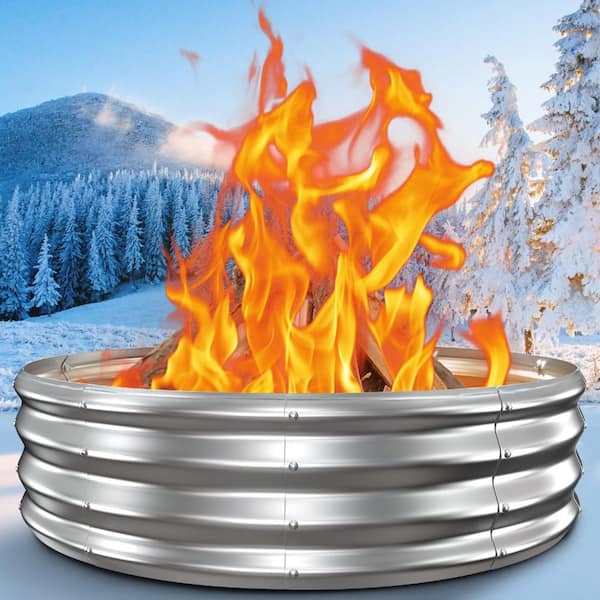 60 Inch Extra Large Fire Pit Ring for Outside, Heavy-Duty Wood Burning Fire Pit Insert for Backyard Bonfires, 12" Tall G