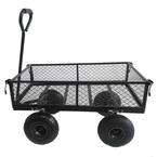 2.9 cu.ft. Steel Frame Laborsaving Wagon Cart Garden Cart Trucks in Black