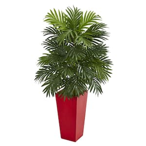 Indoor Areca Palm Artificial Plant in Red Planter