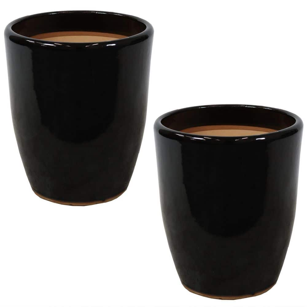 Captivating Vista Ceramic Planter - 11.5" - Obsidian - Set of 2