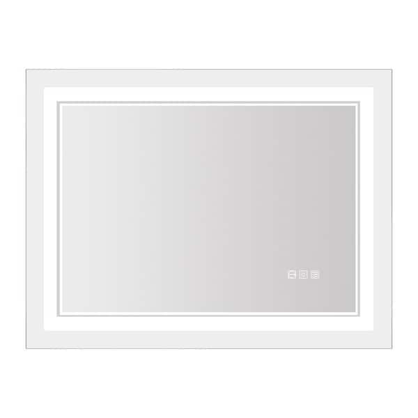 Unbranded 48 in. W x 24 in. H Rectangular Frameless LED Mirror Anti-Fog Dimmable Wall Mount Bathroom Vanity Mirror in Silver