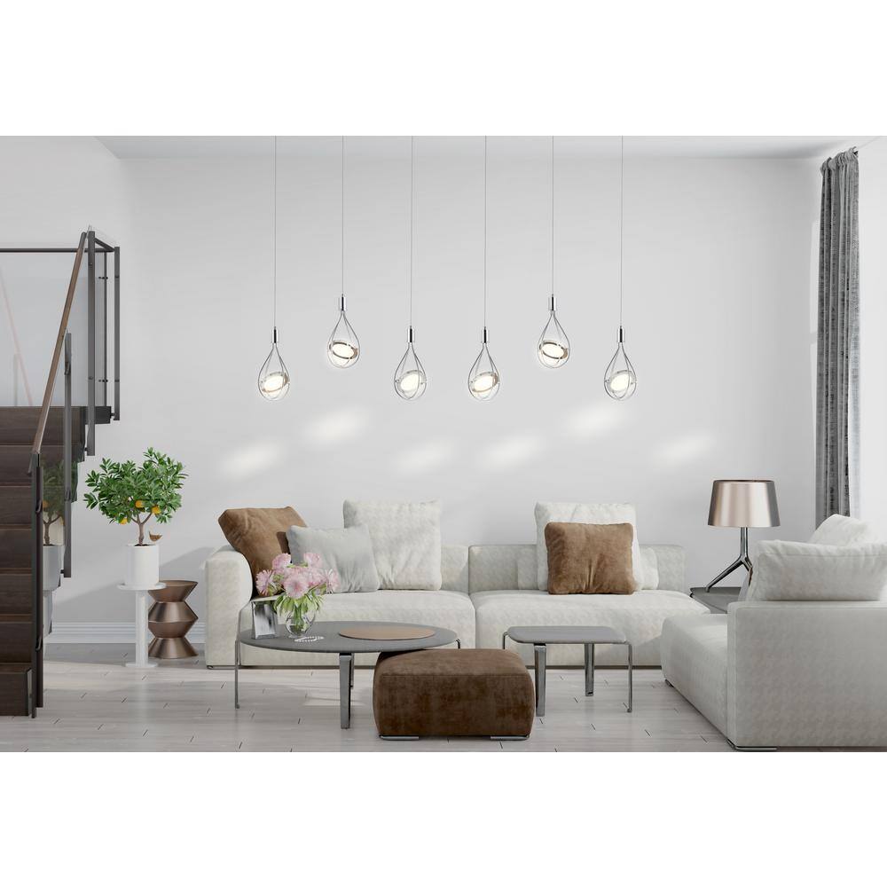 Orion Minimalistic Glam 4-Light Polished Chrome LED Pendant