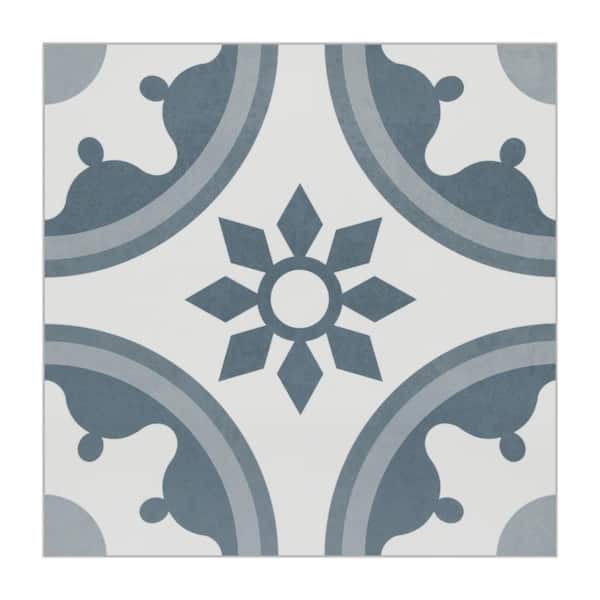 sunwings Patterned Blue 12 MIL x 9 in. W x 9 in. L Peel and Stick Backsplash Waterproof Vinyl Tile Flooring (1-Pack)