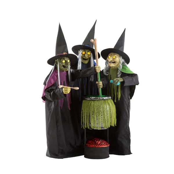 Home Accents Holiday 6 ft. Animated LED Wicked Cauldron Witches
