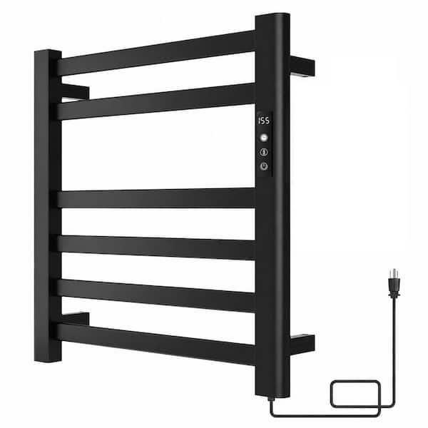 Wall Mounted Heated Towel Rack with 6 Bars, Aluminum Bathroom Towel Warmer with LED Touch Control