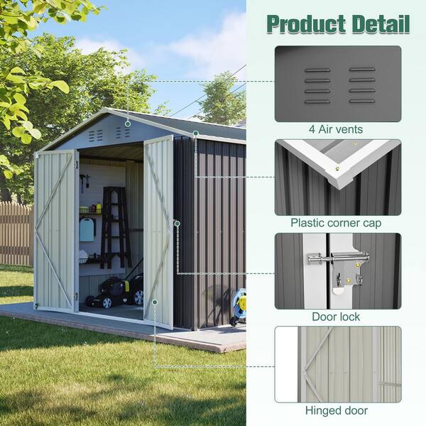 12 ft. W x 8 ft. D Metal Tool Shed with Aluminum Frame and
