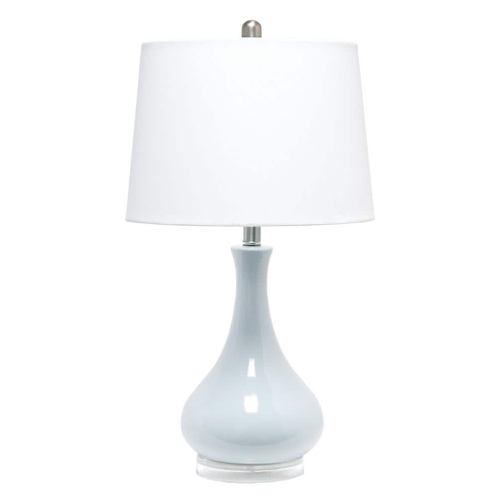 Elegant Ceramic Teardrop Table Lamp in Light Blue with Fabric Shade