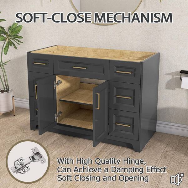 Zeafive Gey 48 in. Bath Vanity Cabinet without Top Solid