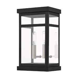 Wessex 12.75 in. 2-Light Black Outdoor Hardwired Wall Lantern Sconce with No Bulbs Included
