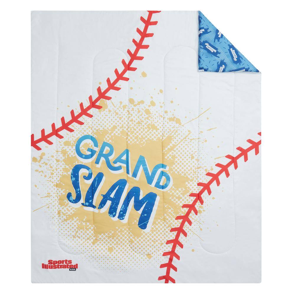 Twin Reversible Baseball Print Microfiber Kids Bedding Set