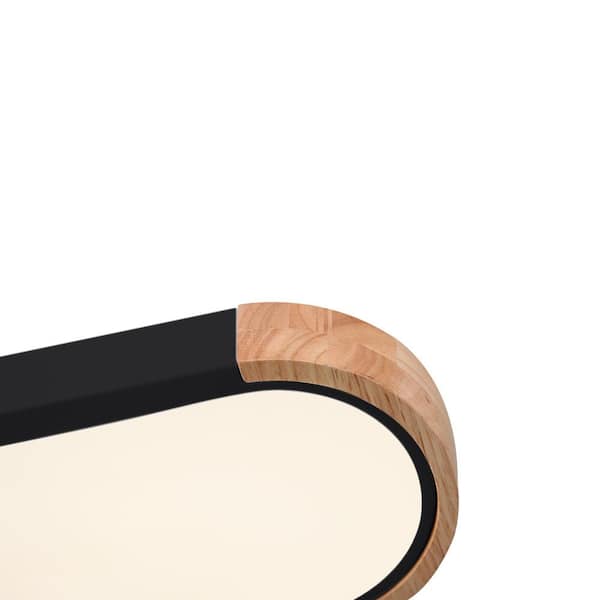 HUOKU Lumin 38 in. W 1-Light Black and Wood Integrated LED HUOKU Lumin 38 in. W 1-Light Black and Wood Integrated LED