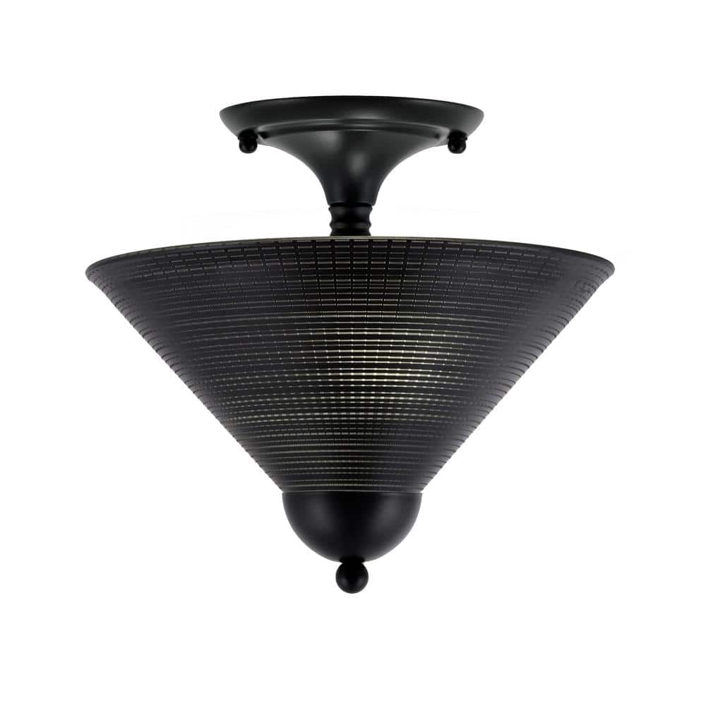 Bristol 12 in. 2-Light Matte Black Transitional Semi-Flush Mount with 12 in