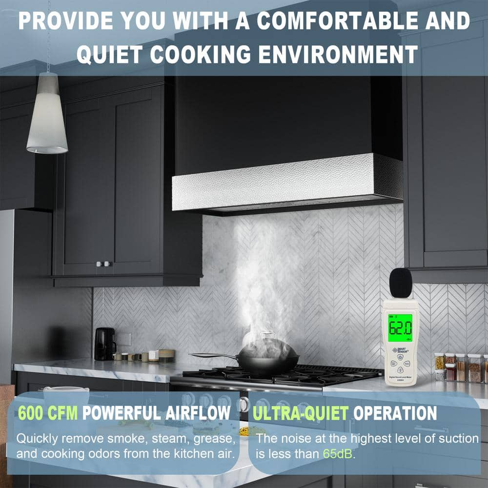36-Inch Wall Mounted Stainless Steel Range Hood with Charcoal Filter