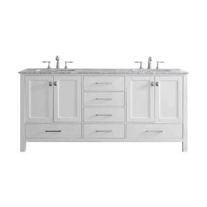 Aberdeen 78 in. W x 22 in. D Vanity in White with Solid Wood Vanity Top in Grey with White Basin