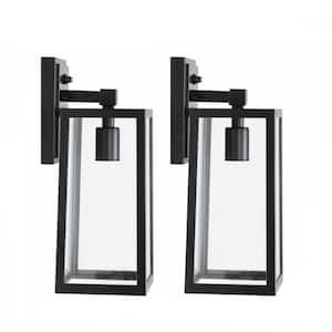 Anti-Rust Black Dusk to Dawn Outdoor Hardwired Wall Lantern Scone with No Bulbs Included (2-Pack)