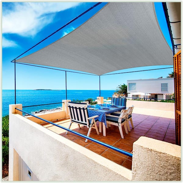 COLOURTREE 8 ft. x 11 ft. 190 GSM Grey Rectangle Sun Shade Sail