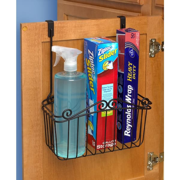 Spectrum Scroll 14 in. x 10.5 in. x 6.25 in. Steel Over the Cabinet Large Basket in Black