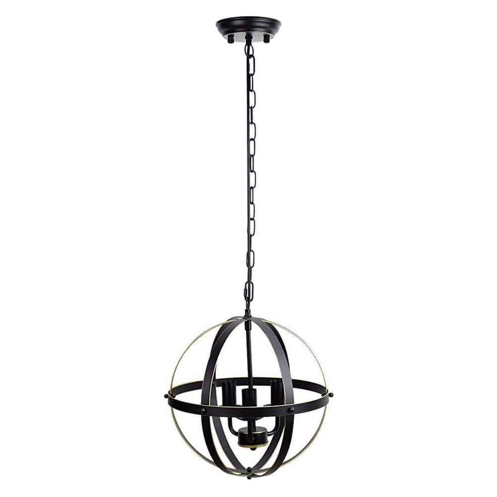 TAIFOND 3Light Black and Gold Globe Pendant Light for Kitchen or