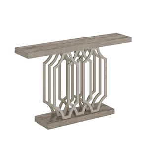 55 in. Grey Rectangle Engineered Wood Console Table for Entryway with Metal Legs
