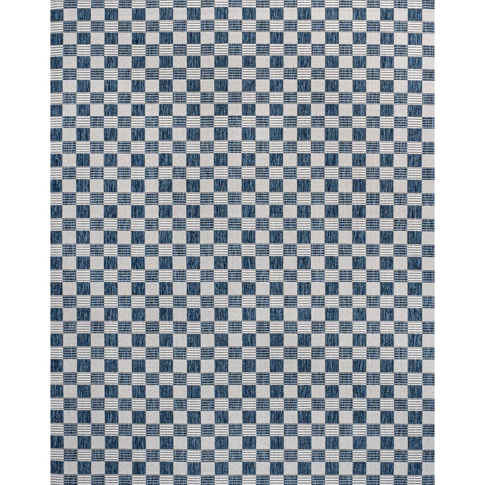 Aimee Navy and Cream Synthetic Checkerboard 3 x 5 Area Rug