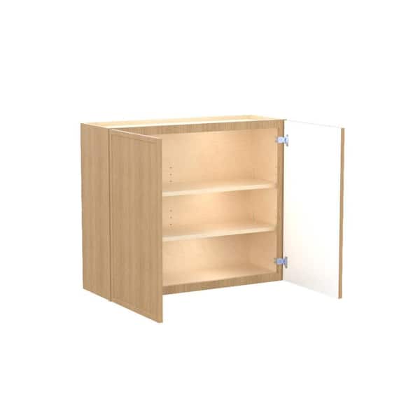 Home Decorators Collection Franklin 33 in. W x 12 in. D x 30 in. H Assembled Plywood Wall Kitchen Cabinet in Vanguard Oak with Soft Close