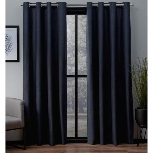Unbranded Peacoat Blue Woven Thermal Blackout Curtain - 52 in. W x 63 in. L (Set of 2)